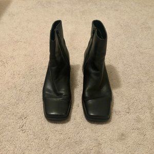Jennifer Moore Square-toed Black Leather Booties